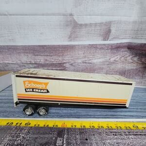 Vintage Nylint pressed steel schoeps ice cream semi trailer only white/orange